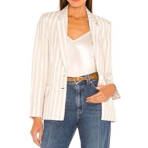 L'AGENCE Mason Skinny Lapel Blazer Linen Bisque Ivory Size 2